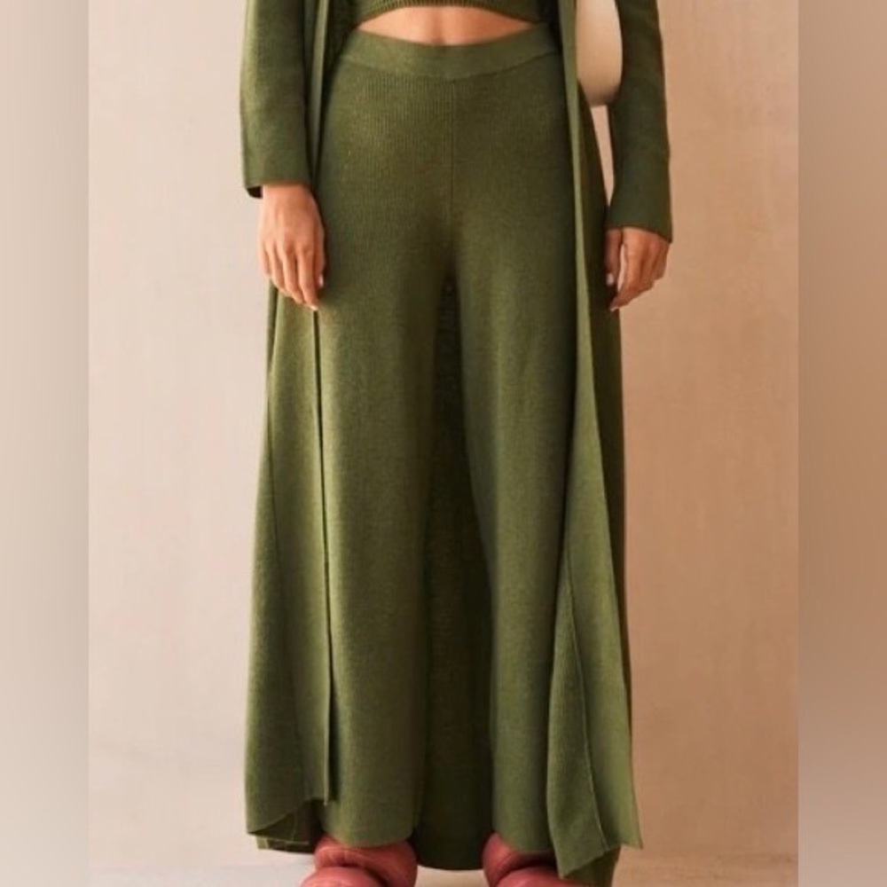 Cult Gaia size S small green tea wool cashmere piper knit lounge pant